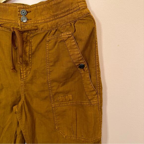 Free People Wide Leg Cotton Cargo Pants Brown Drawstring Waist 6 - Picture 3 of 8